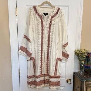 New w/Tags Frye M/L Cream and Red Embroidered Sweater